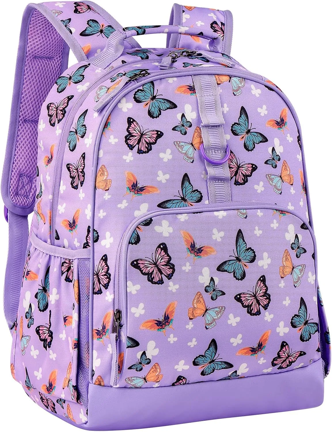 Choco Mocha Butterfly Backpack for Girls, Kids School Backpacks Girls Backpacks Ages 6-8, Kindergarten Bookbag Girl Elementary School Bag 17 Inch, Purple