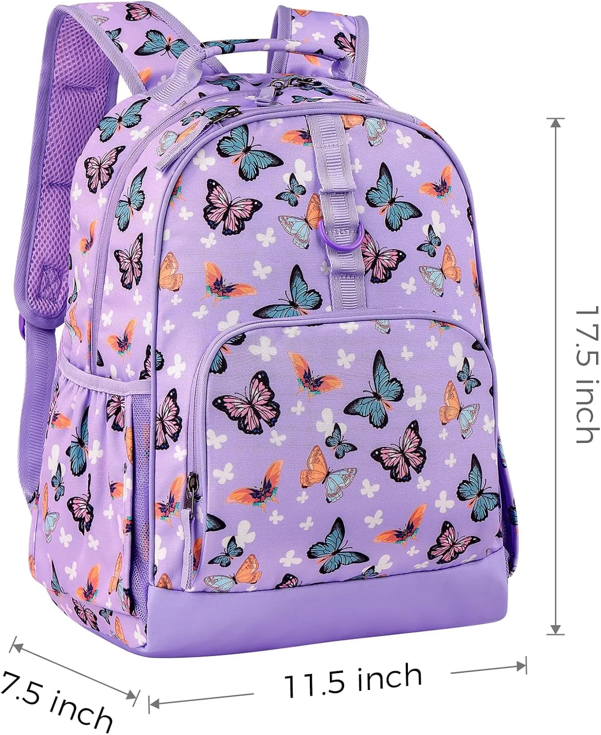 Choco Mocha Butterfly Backpack for Girls, Kids School Backpacks Girls Backpacks Ages 6-8, Kindergarten Bookbag Girl Elementary School Bag 17 Inch, Purple