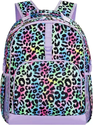 Choco Mocha Cheetah Backpack for Girls, Kids School Backpacks Girls Backpacks Ages 6-8, Kindergarten Bookbag Girl Elementary School Bag 17 Inch, Colorful