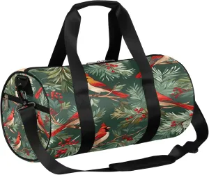 Christmas Red Bird Xmas Pine Tree Sports Gym Bag for Men Women Lightweight Travel Duffle Bag with Shoulder Strap Waterproof Carry On Weekender Overnight Bag for Travel Sports Gym