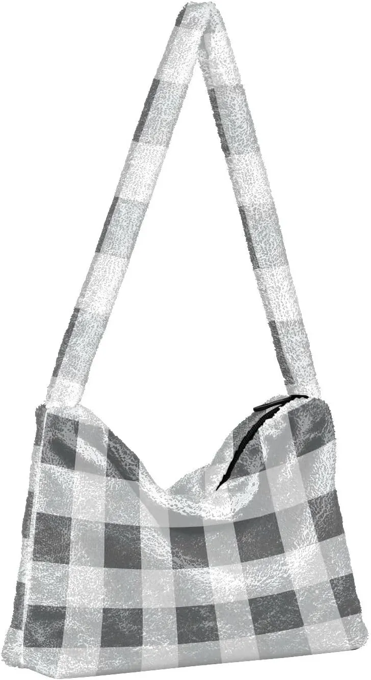 Christmas Symbols Plush Bag, Shoulder Bags with Zipper, Shoulder Bag for Woman