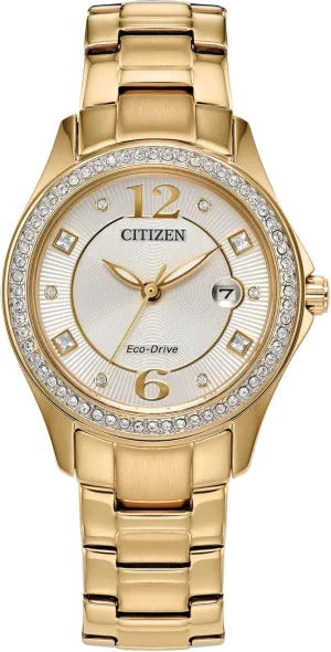 Citizen Ladies' Eco-Drive Classic Crystal Watch in Gold-Tone Stainless Steel, Champagne Dial