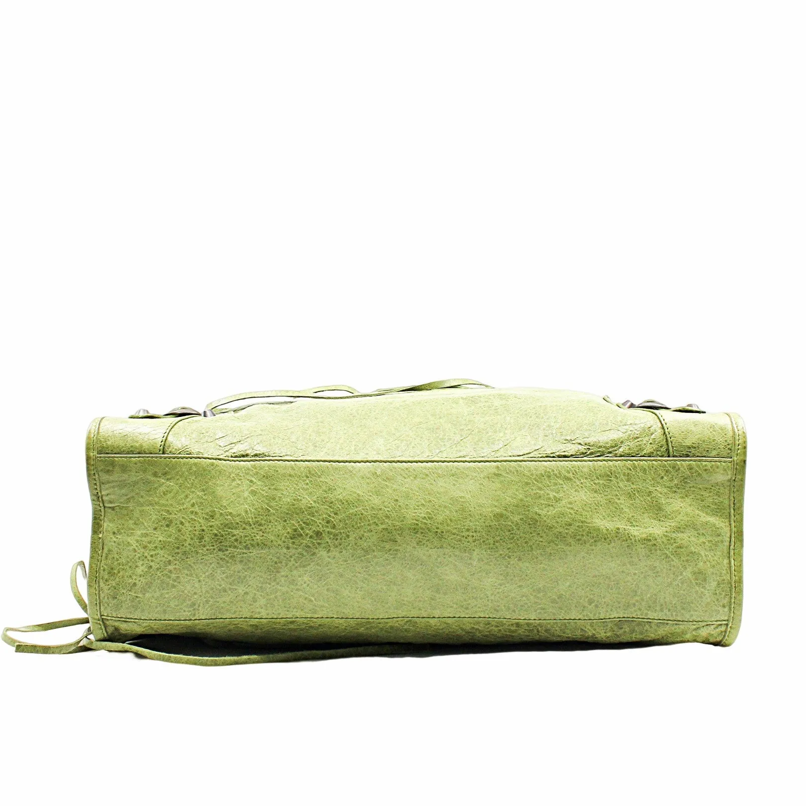 CITY CLASSIC STUDS BAG MEDIUM LEATHER GREEN ANTIQUE BRASS HARDWARE