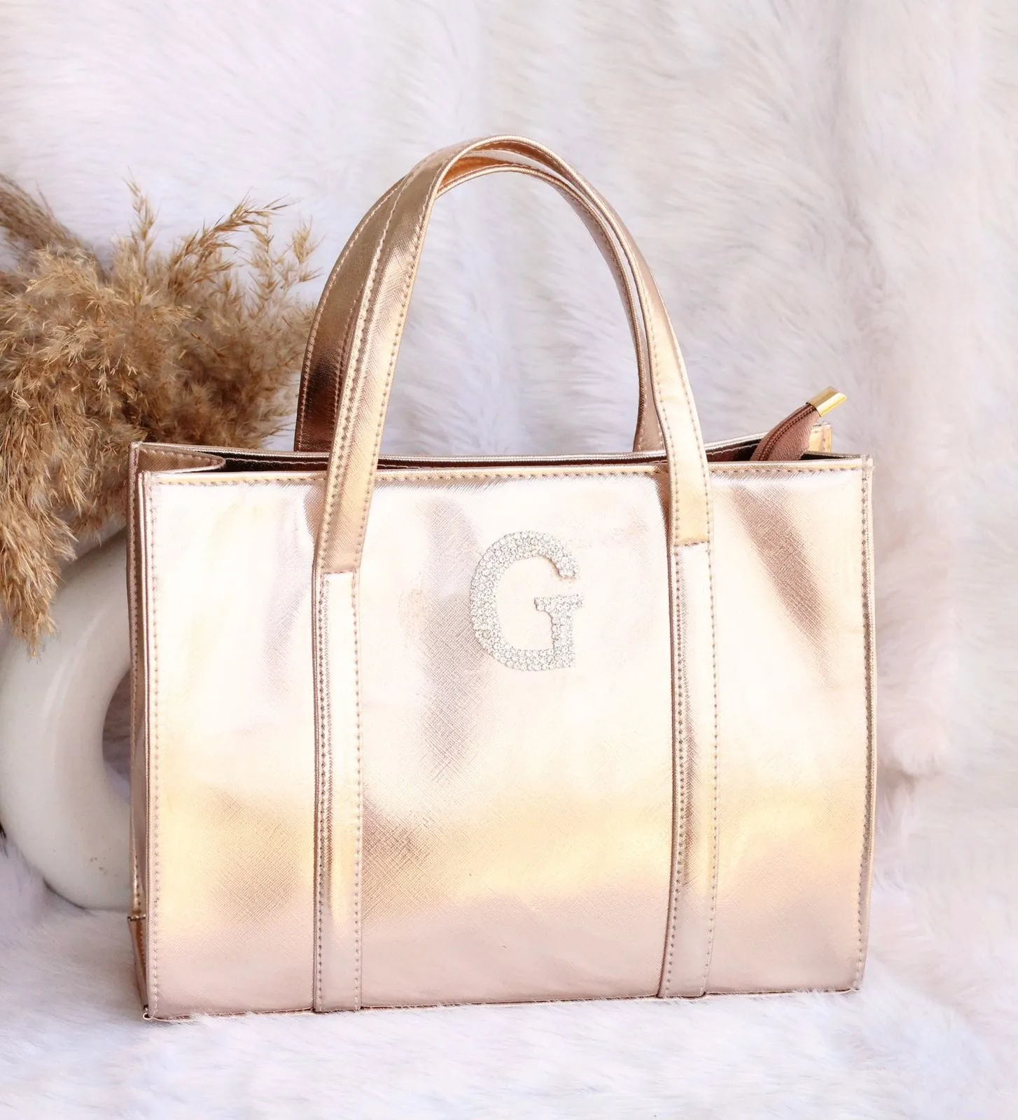 Classic rose gold METALLIC tote bag