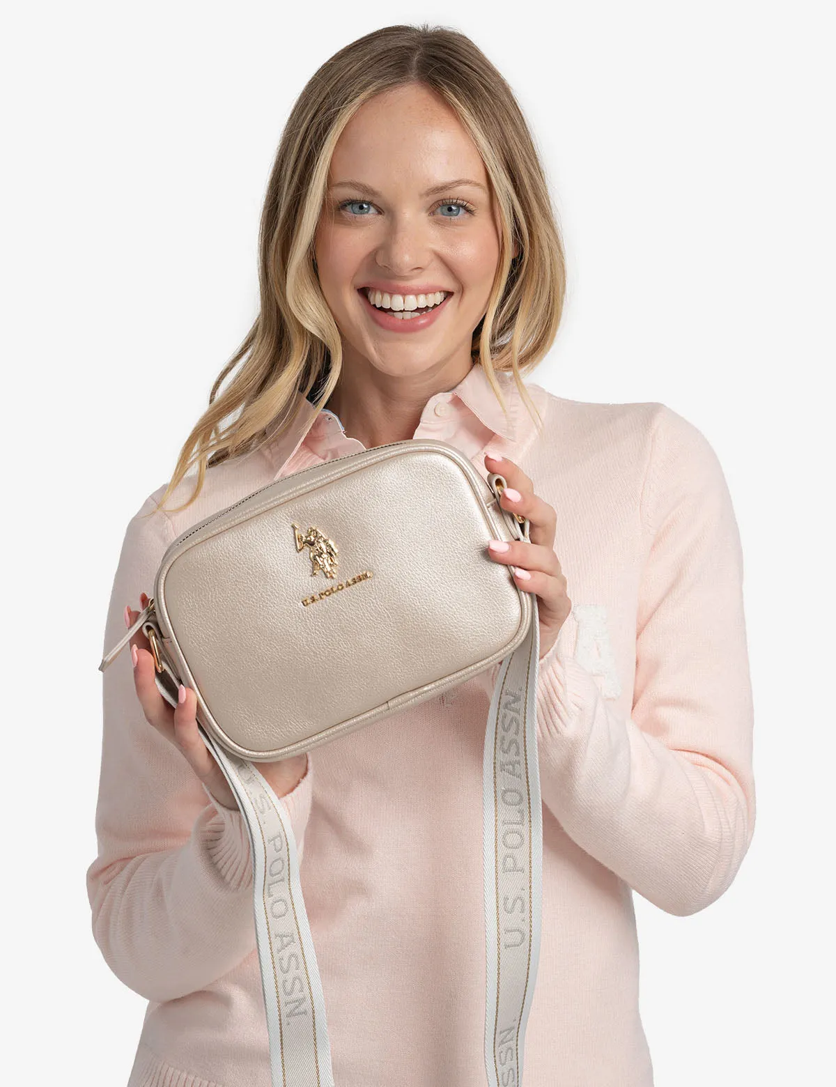 CLASSIC ZIP METALLIC CROSSBODY BAG