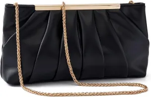 Clutch Purse Dressy Pleated Formal Evening Bag Simple Classy Handbag for Women