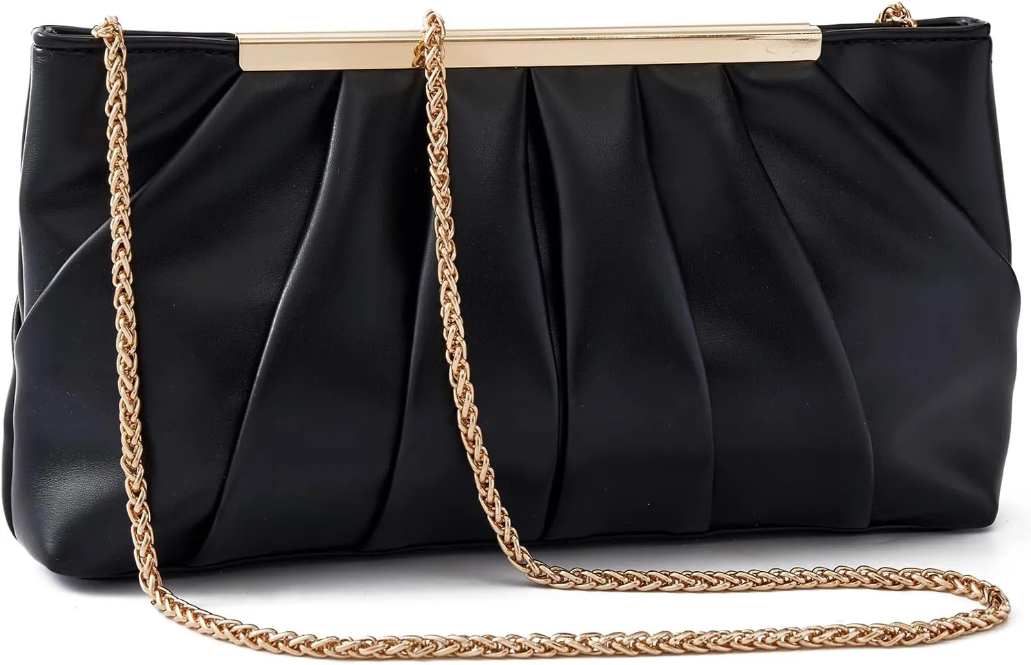 Clutch Purse Dressy Pleated Formal Evening Bag Simple Classy Handbag for Women