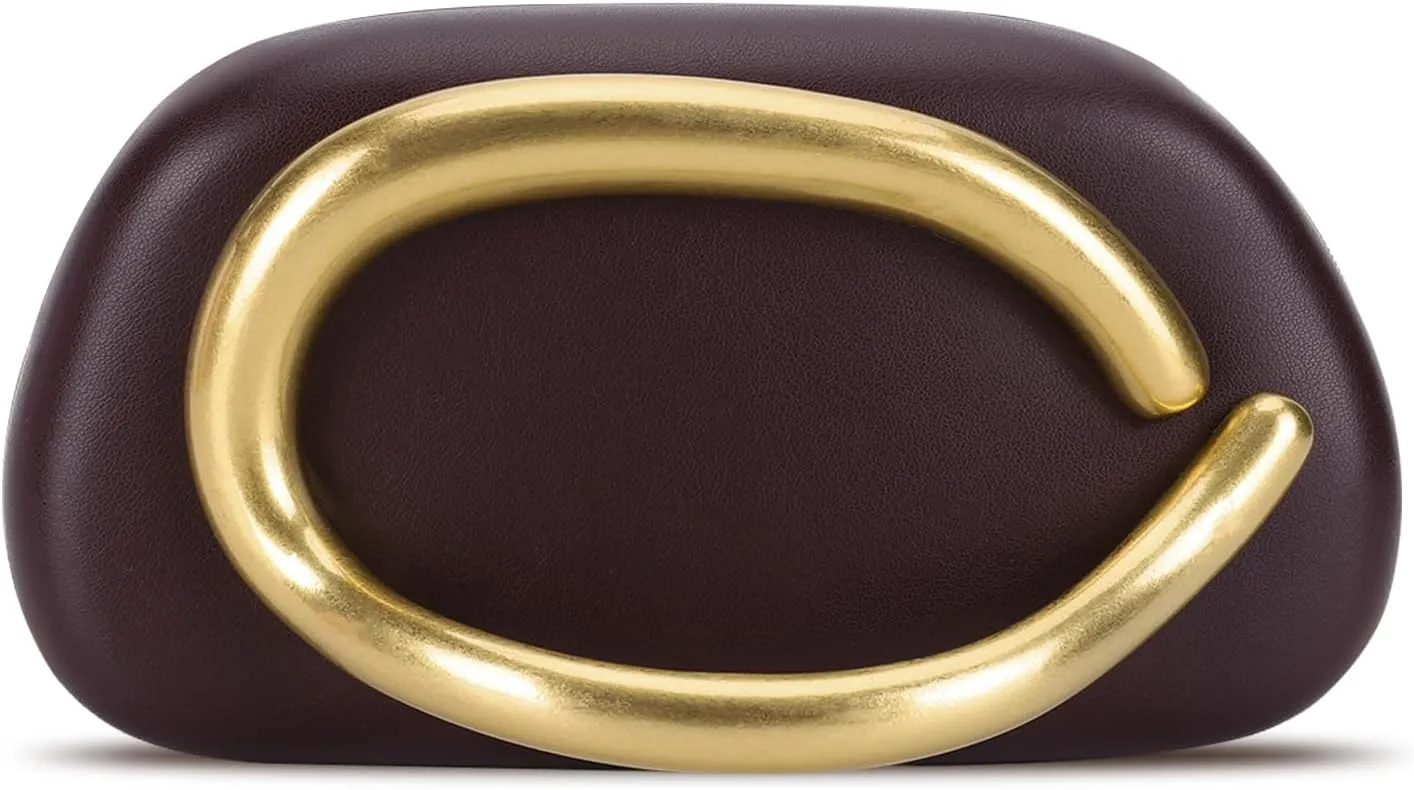 Clutch Purse for Women Gold Metal Closure Burgundy Red Clutch Evening Bag Chain Crossbody Purse