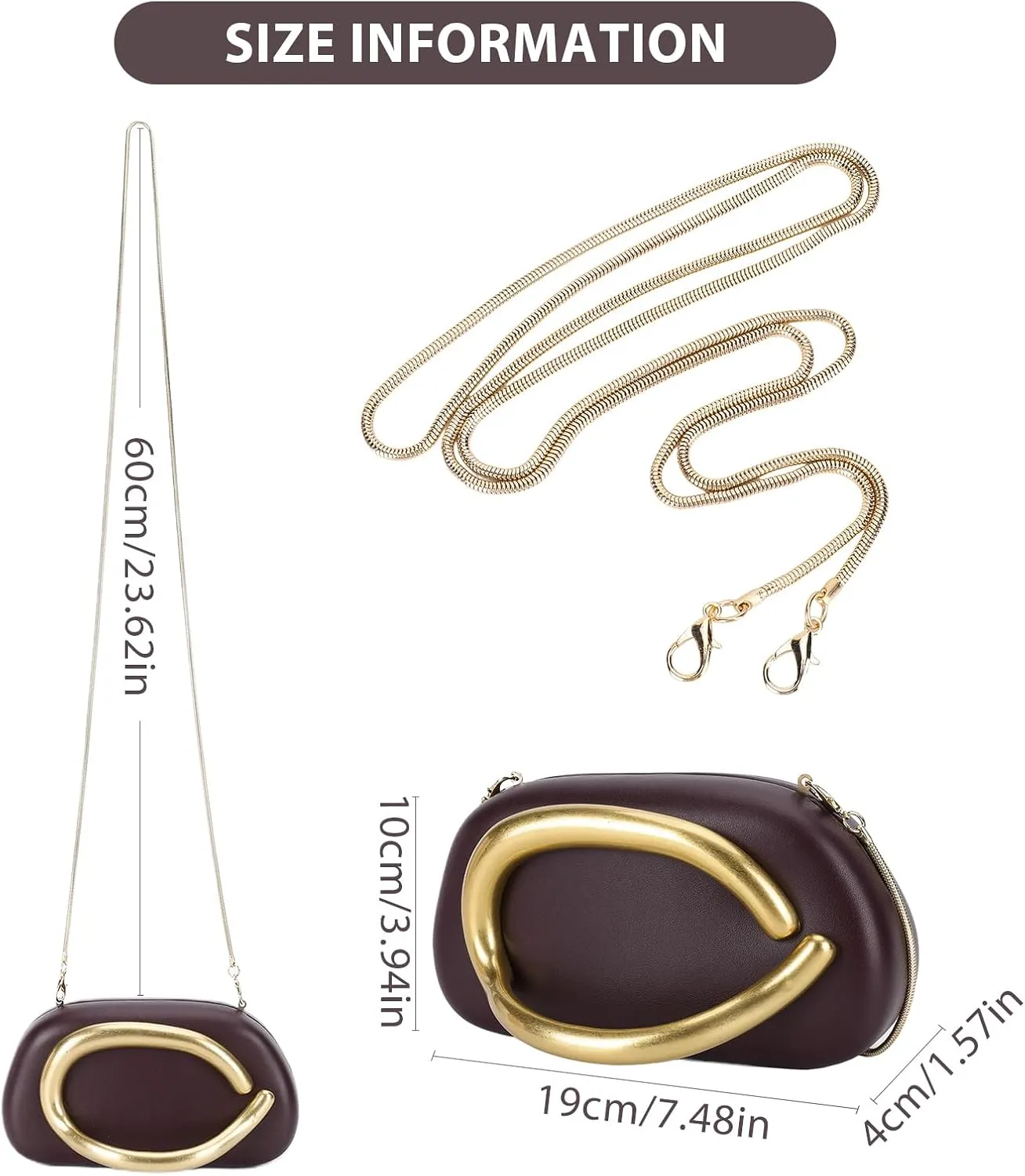 Clutch Purse for Women Gold Metal Closure Burgundy Red Clutch Evening Bag Chain Crossbody Purse