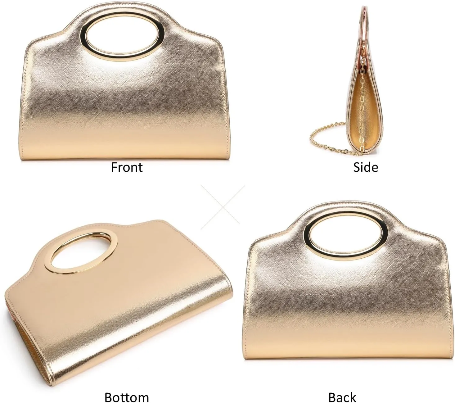 Clutch Purses for Women Cut Out Handle Clutch PU Leather/Straw Evening Bag for Wedding Party and Prom
