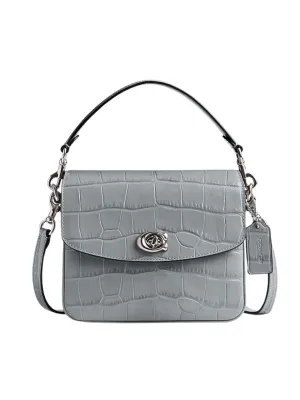 Coach Cassie 19 Croc-Embossed Crossbody Bag Grey Blue