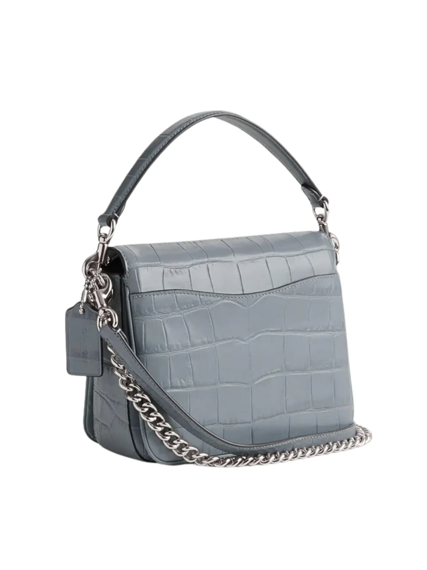 Coach Cassie 19 Croc-Embossed Crossbody Bag Grey Blue