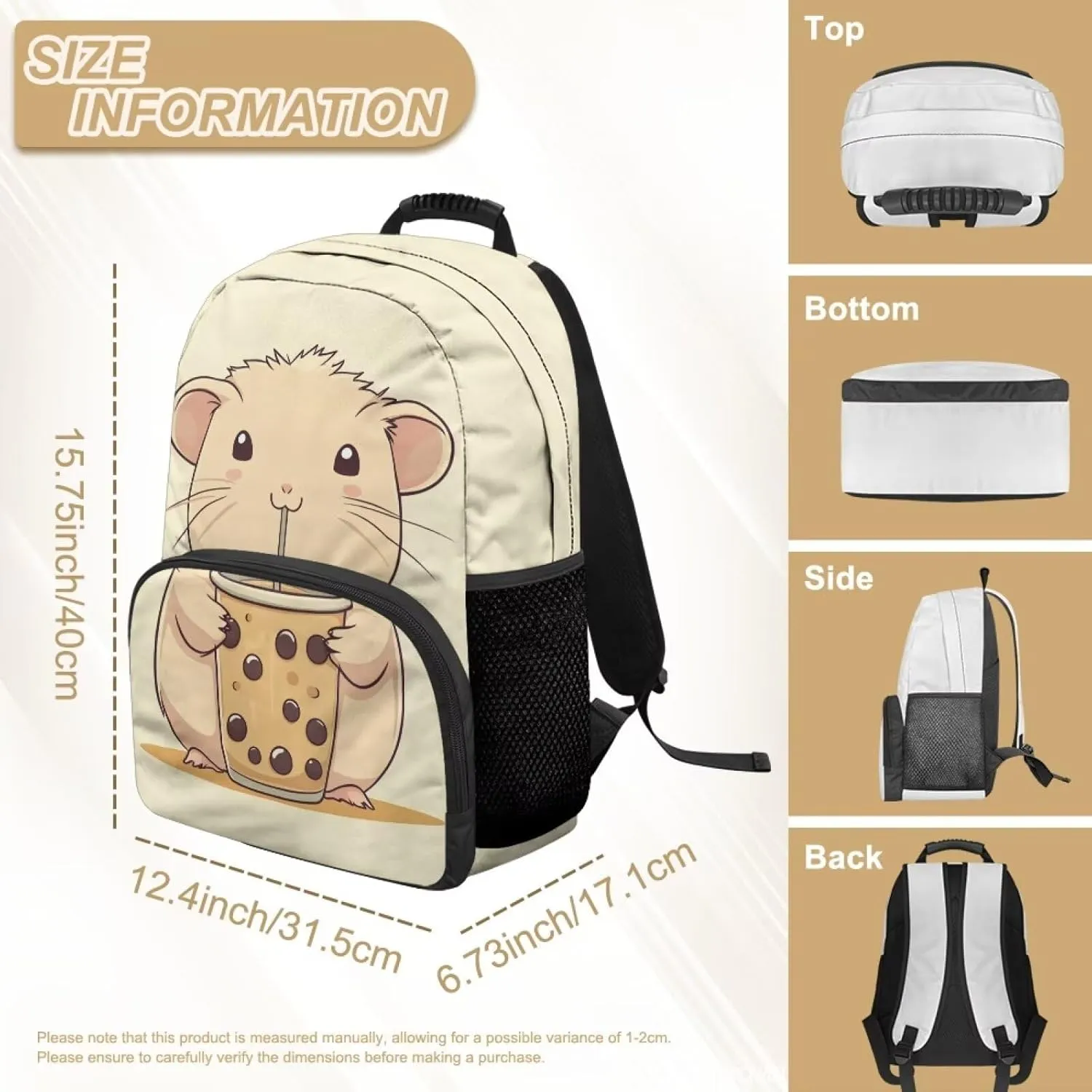 COEQINE Girls School Backpacks Ages 6-8 Capybara School Bag for Kids Lightweight Kawaii Boba Milk Bookbag for Toddler Preschool Kindergarten Small Mini Handbag for Women Tracel Rucksack