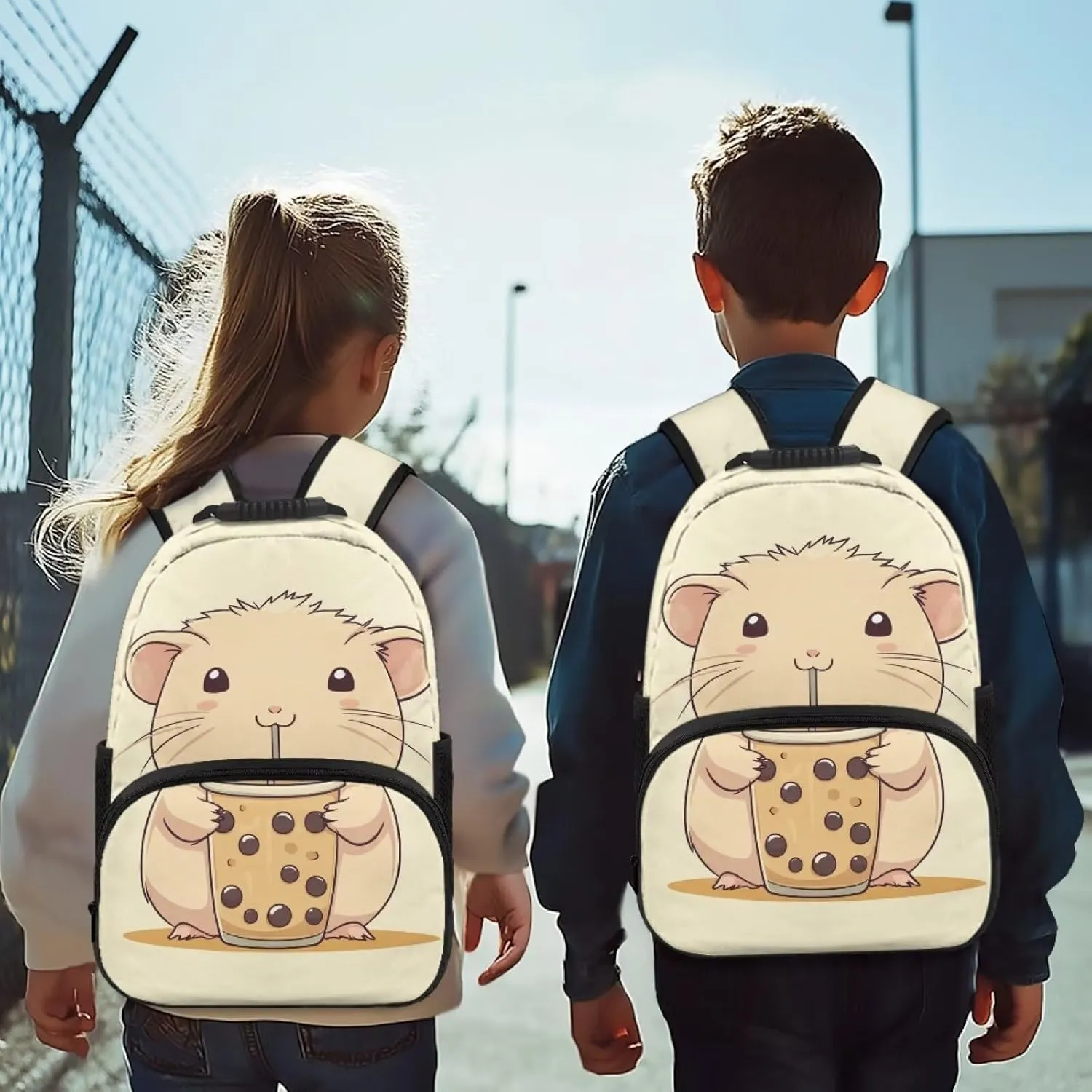 COEQINE Girls School Backpacks Ages 6-8 Capybara School Bag for Kids Lightweight Kawaii Boba Milk Bookbag for Toddler Preschool Kindergarten Small Mini Handbag for Women Tracel Rucksack