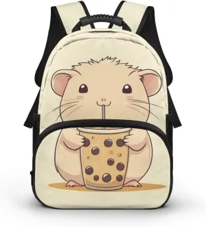 COEQINE Girls School Backpacks Ages 6-8 Capybara School Bag for Kids Lightweight Kawaii Boba Milk Bookbag for Toddler Preschool Kindergarten Small Mini Handbag for Women Tracel Rucksack