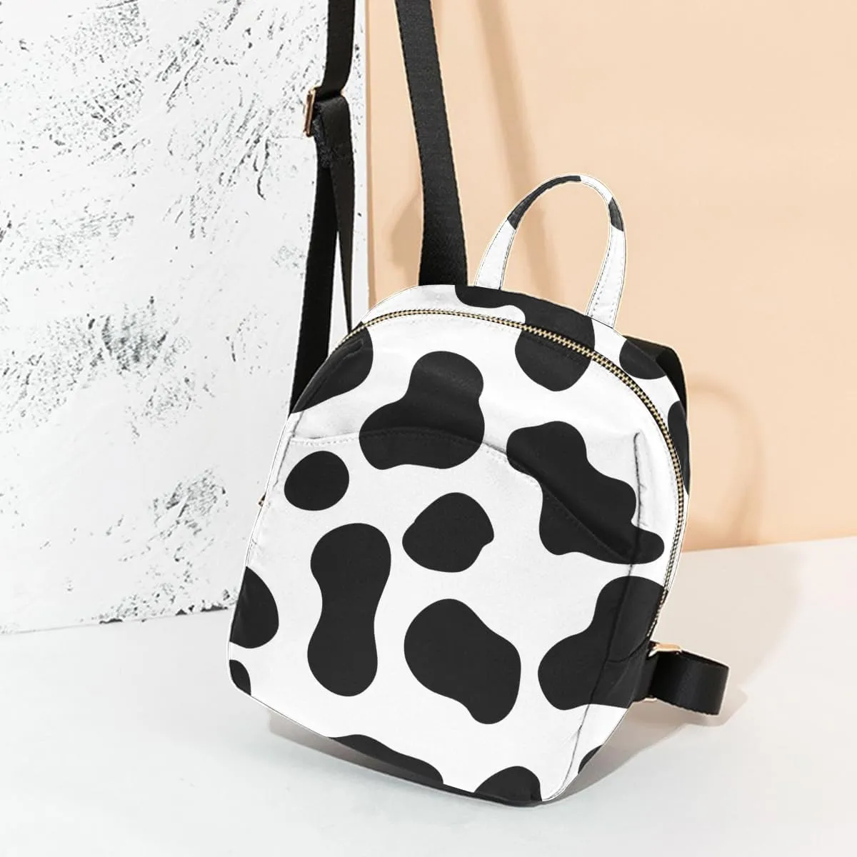 Colorful Cow Print Mini Backpack Purses for Women Light Weight Small Backpack Waterproof Purses Daily Anti-theft Back Pocket