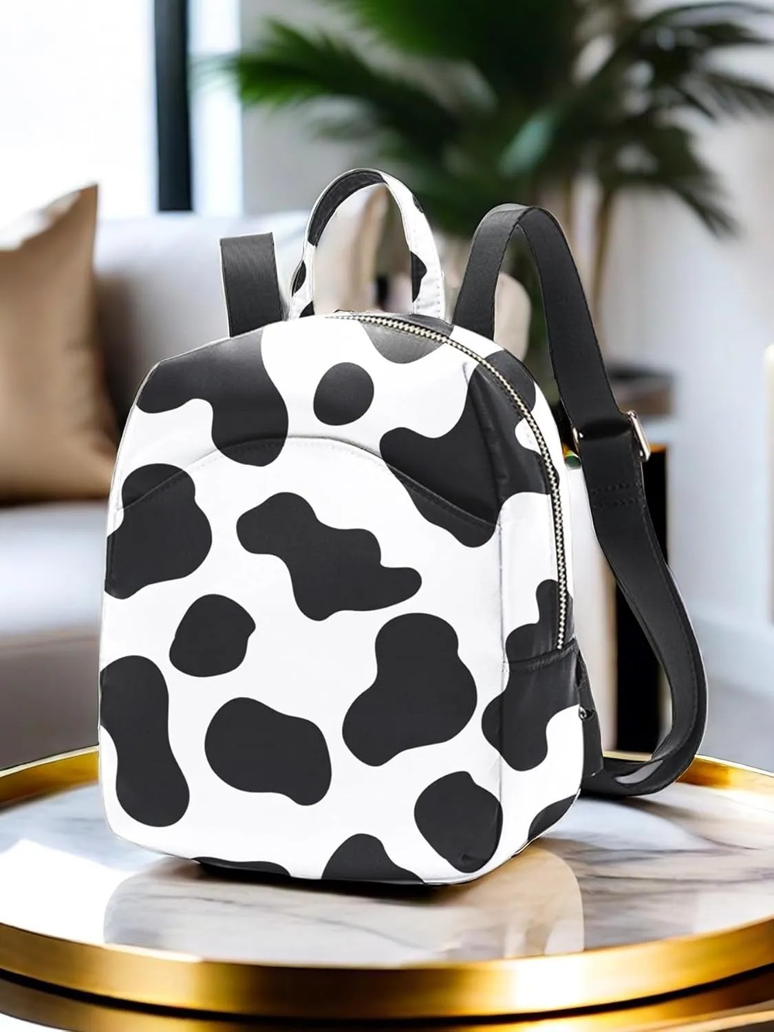 Colorful Cow Print Mini Backpack Purses for Women Light Weight Small Backpack Waterproof Purses Daily Anti-theft Back Pocket