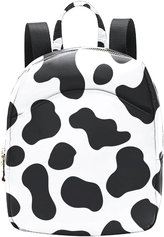 Colorful Cow Print Mini Backpack Purses for Women Light Weight Small Backpack Waterproof Purses Daily Anti-theft Back Pocket