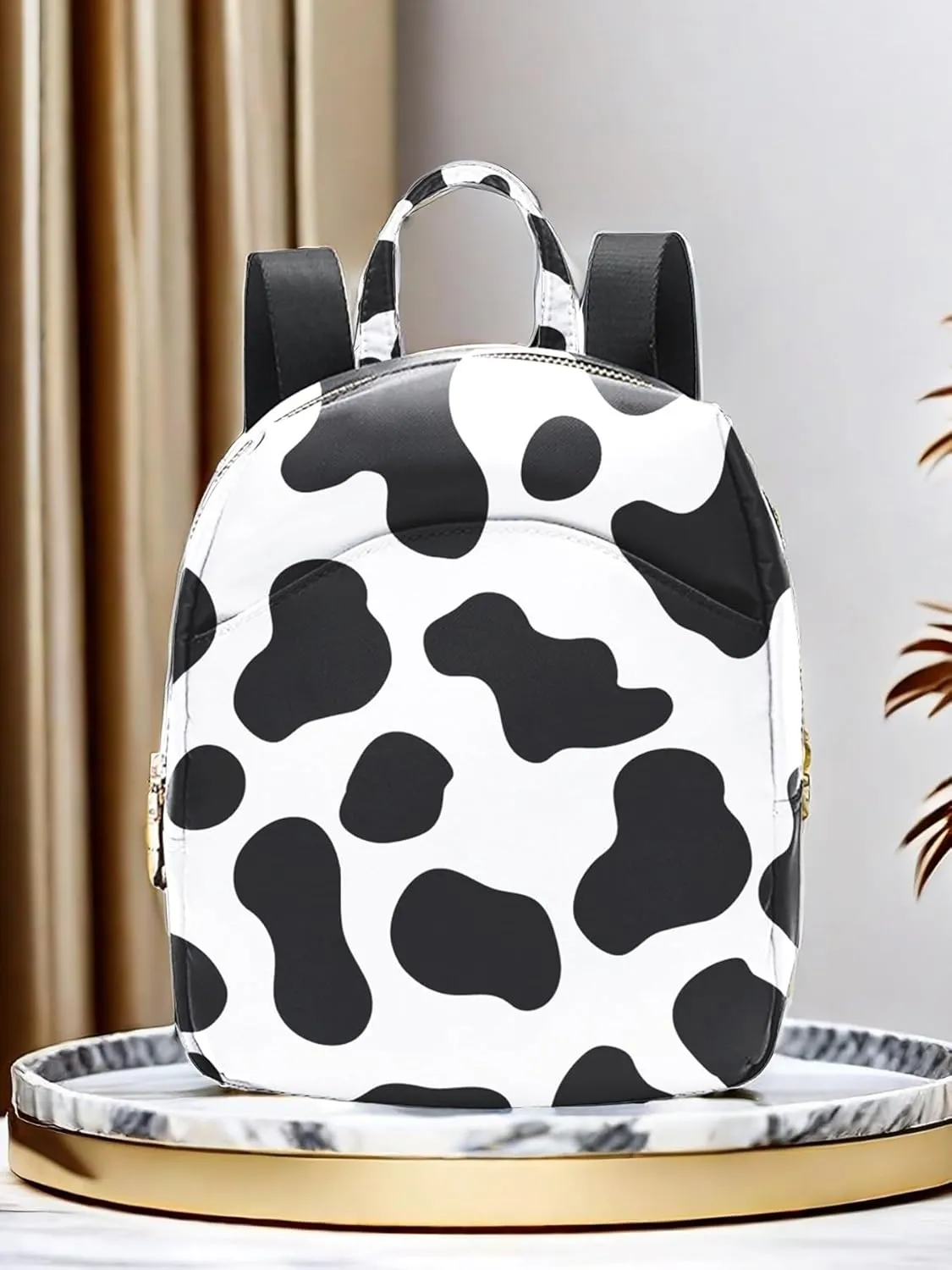 Colorful Cow Print Mini Backpack Purses for Women Light Weight Small Backpack Waterproof Purses Daily Anti-theft Back Pocket