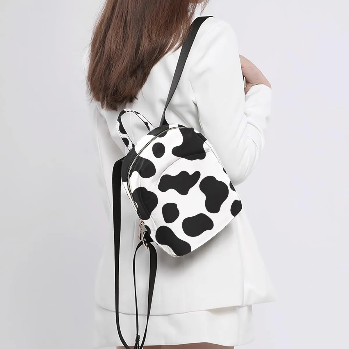 Colorful Cow Print Mini Backpack Purses for Women Light Weight Small Backpack Waterproof Purses Daily Anti-theft Back Pocket