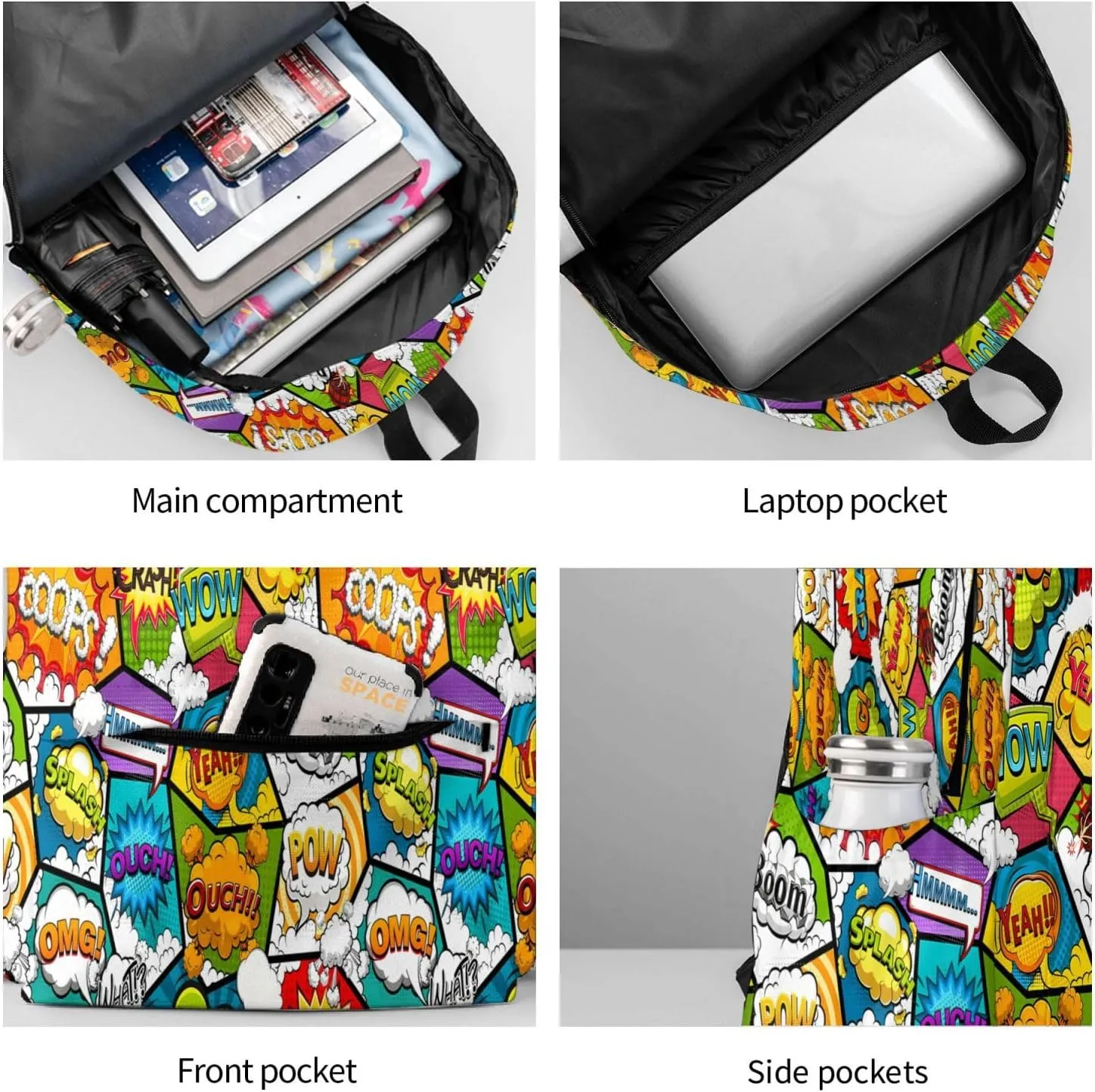 Comic Book Bomb Pattern Backpack 17 ", Features Your Sorority'S Logo And Quotes For A Personalized Touch. This Unique And Customized Backpack Is Perfect For Jogging And Hiking