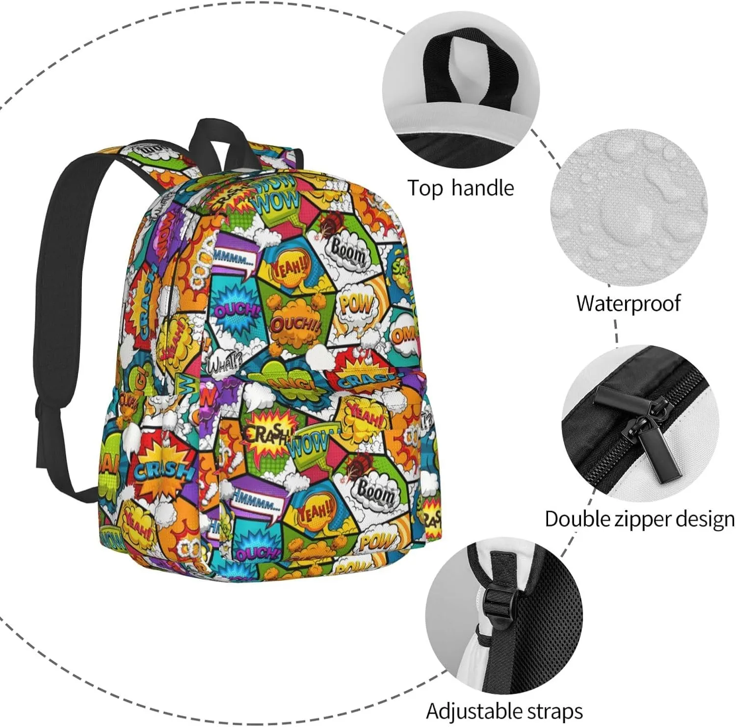 Comic Book Bomb Pattern Backpack 17 ", Features Your Sorority'S Logo And Quotes For A Personalized Touch. This Unique And Customized Backpack Is Perfect For Jogging And Hiking