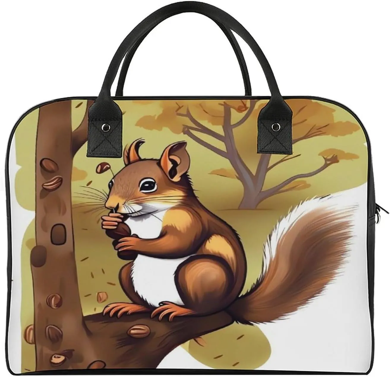 Convenient Travel Bag, Nut-eating Squirrel Print Travel Handbag Large Capacity Tote Travel Tote Stylish Travel Bag Durable Travel Bag