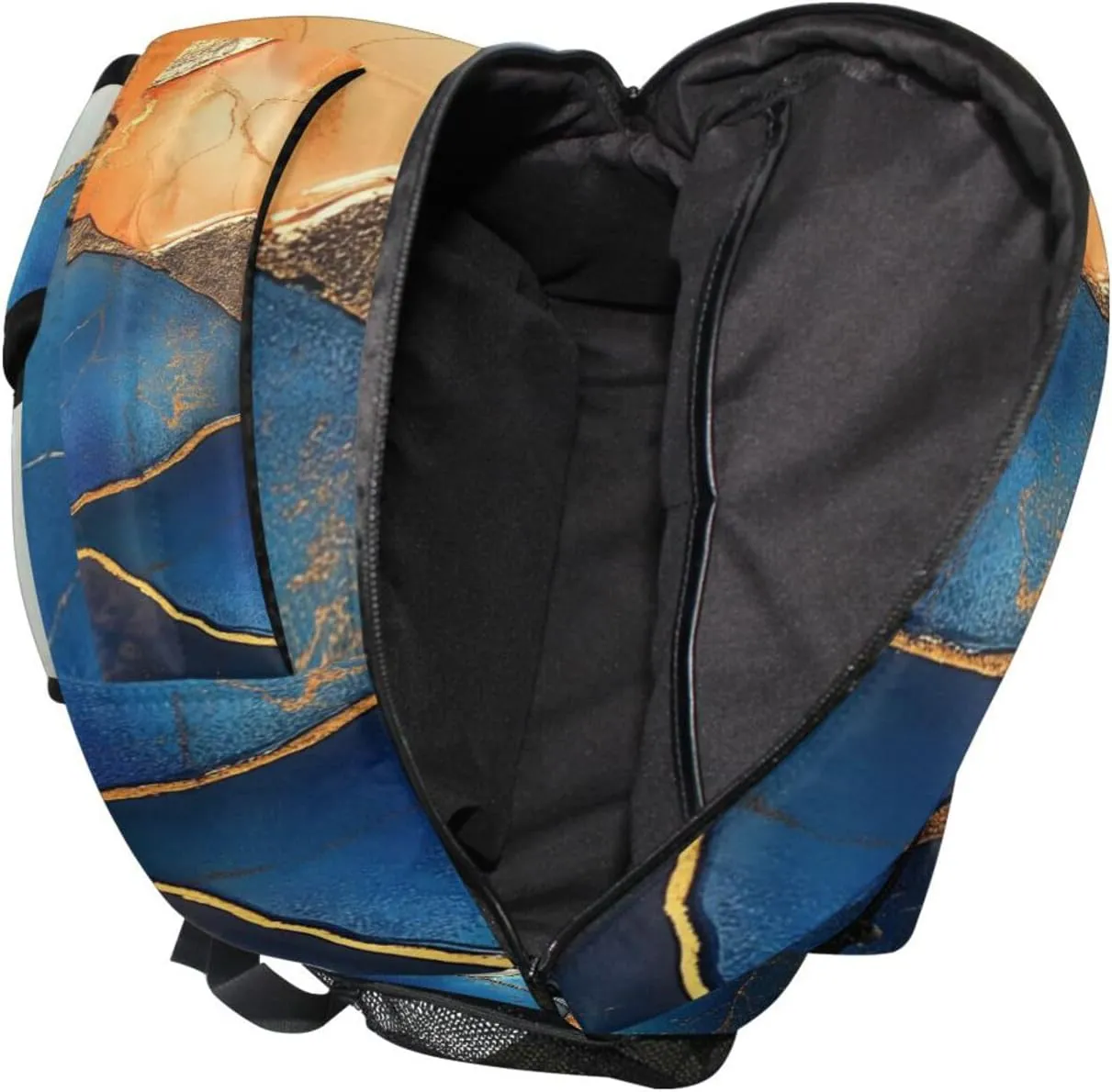 Cool Backpacks for Men Women Waterproof Diaper Bag Backpack with Chest Strap for Travel Trip Marble Orange Royal Blue