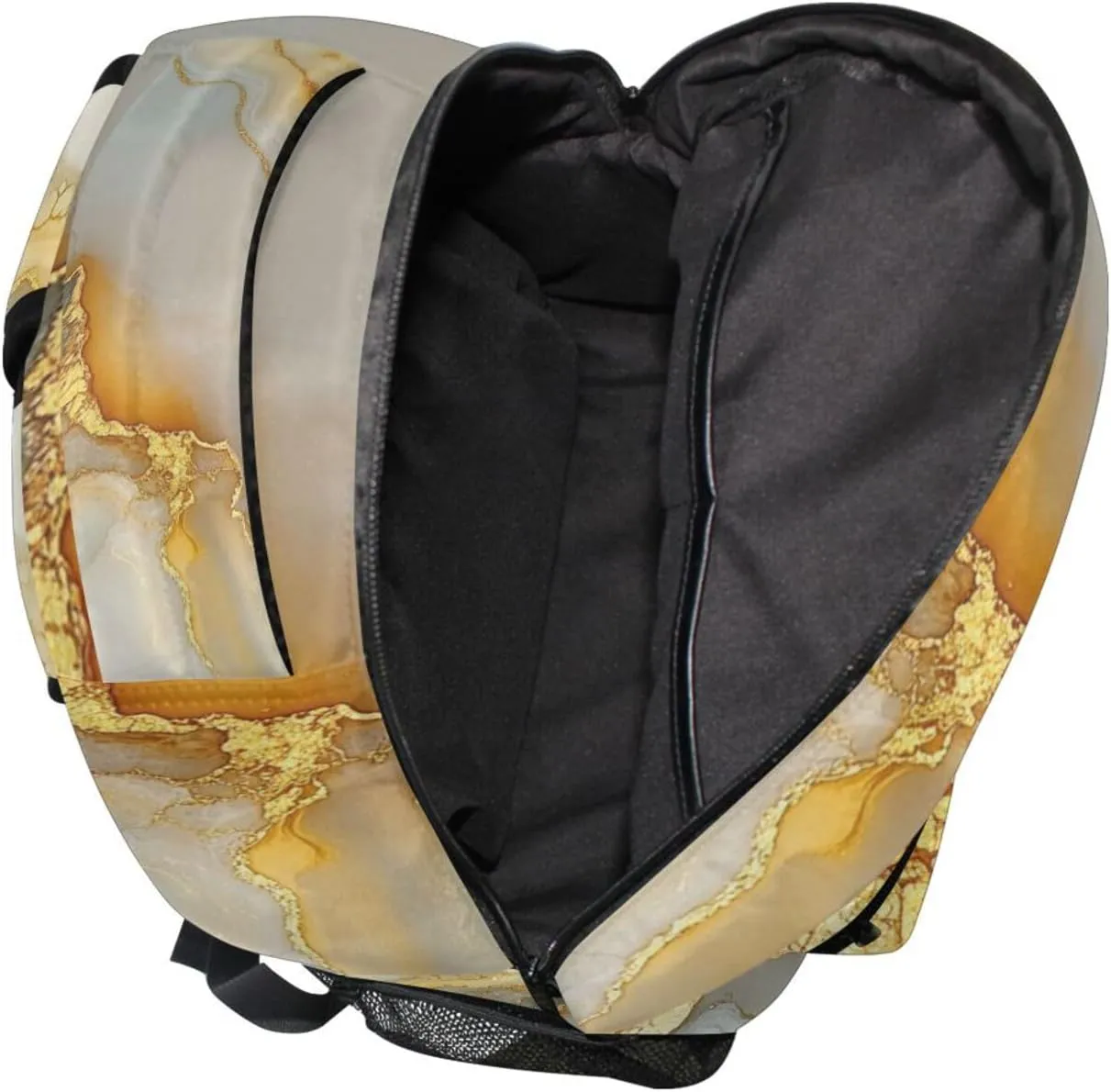 Cool Backpacks for Teens Boys Girls Waterproof School Book Bag with Chest Strap Gift Men & Women Marble Yellow Neutral