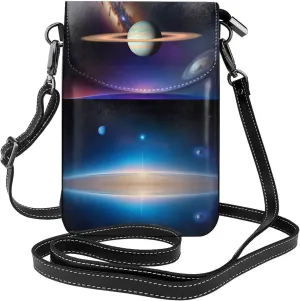 Cosmic Saturn Exquisite Design Printed Leather Crossbody Phone Bag - Portable Fashion Practical Phone Protection