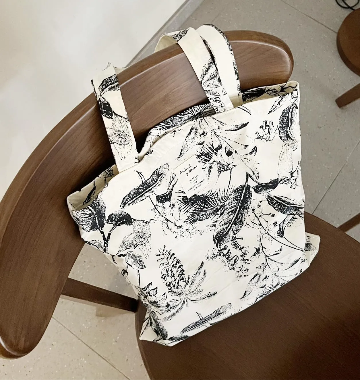 Cotton Canvas Tote Bag Reusable Soft Grocery Cloth Bag Floral Shoulder Bag for Beach Travel Shopping
