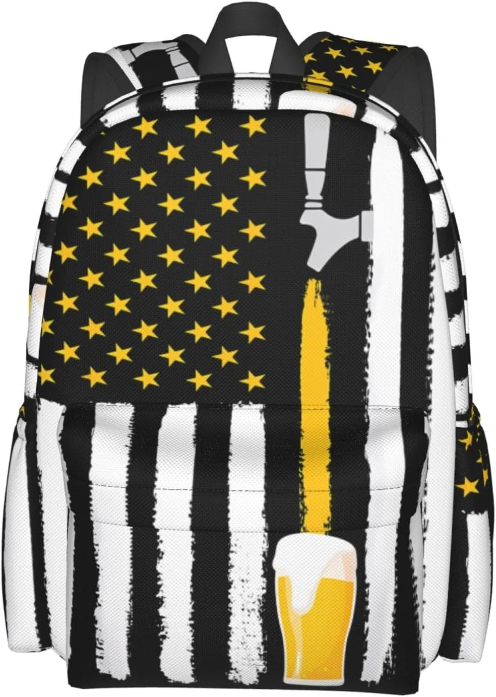 Craft Beer American Flag USA 4th July Brewery Casual Backpacks Large Travel Backpack Laptop Rucksack Sports Daypack Adjustable Strap Bag for Camping Hiking