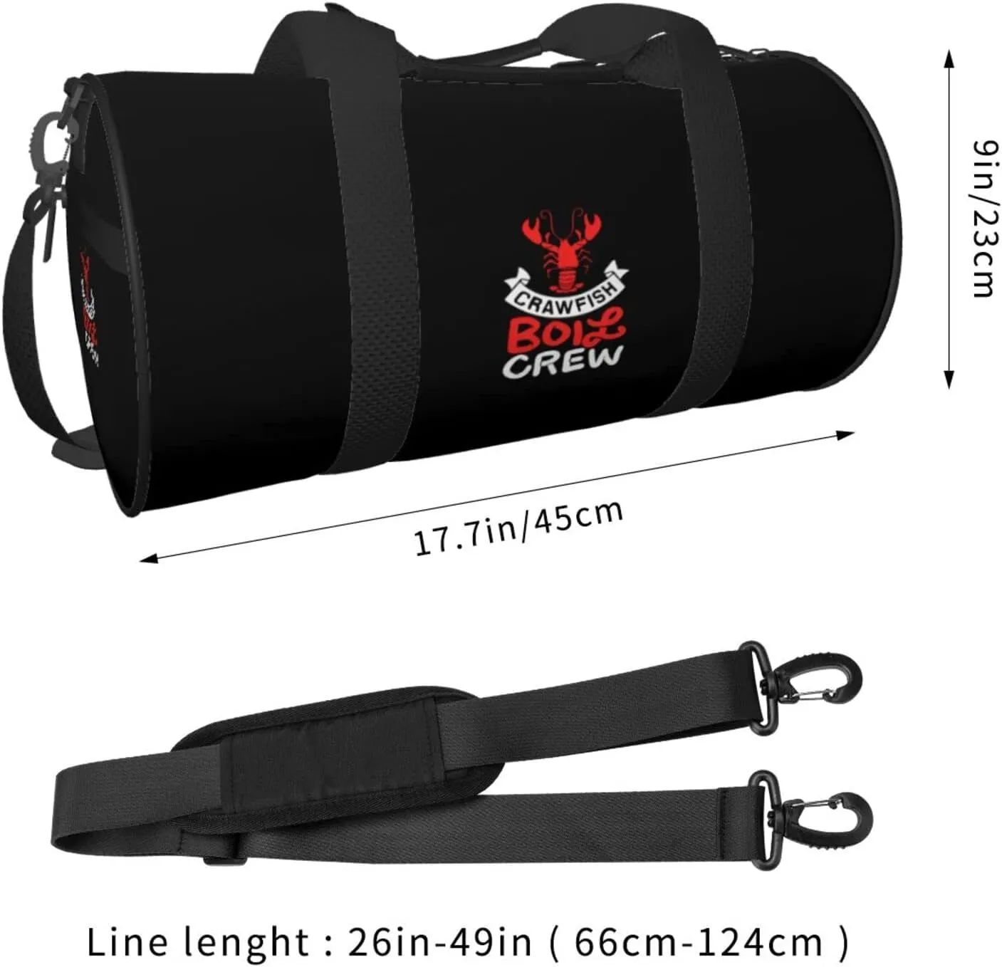 Crawfish Boil Crew Travel Luggage Duffel Bag Sports Rolling Foldable Duffel Bag, Black
