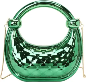 Crescent Handbag good Purse Metallic Plaid Evening Purse Home Decor Party Cocktail