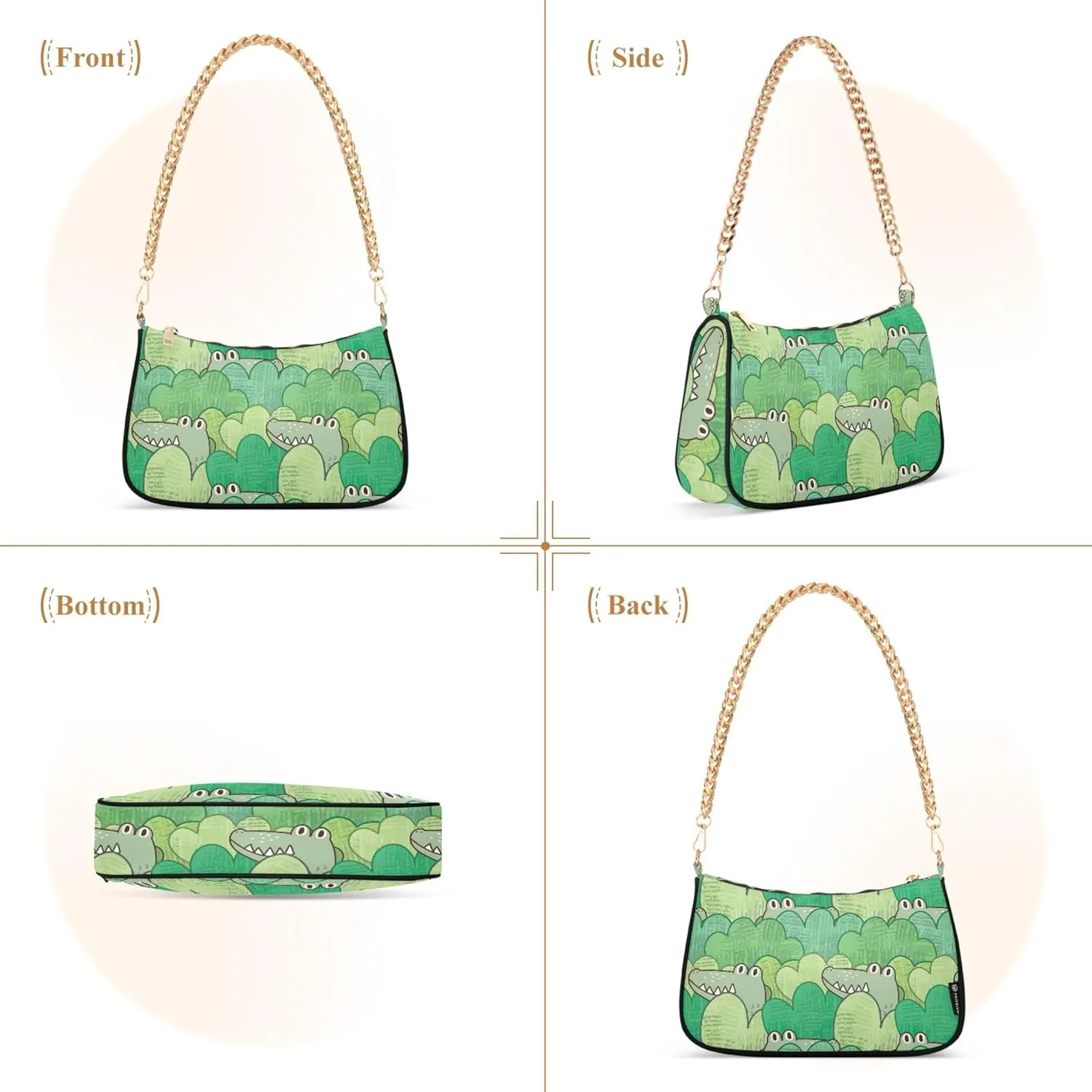 Crocodile Bush Green Cute Purse Bag Small Hobo Bag Women Small Handbag Chain Shoulder Bags Formal