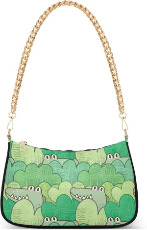 Crocodile Bush Green Cute Purse Bag Small Hobo Bag Women Small Handbag Chain Shoulder Bags Formal