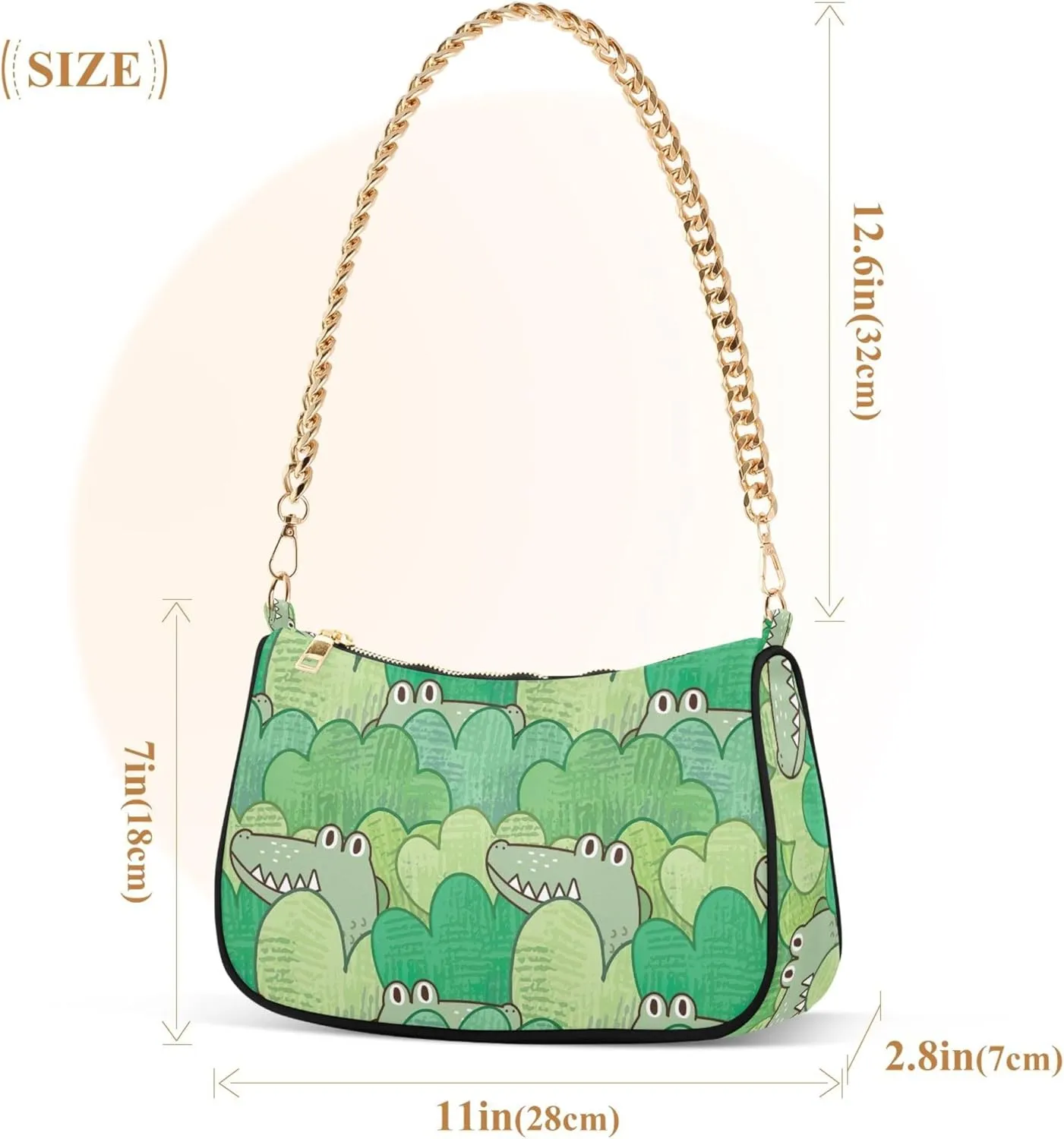 Crocodile Bush Green Cute Purse Bag Small Hobo Bag Women Small Handbag Chain Shoulder Bags Formal