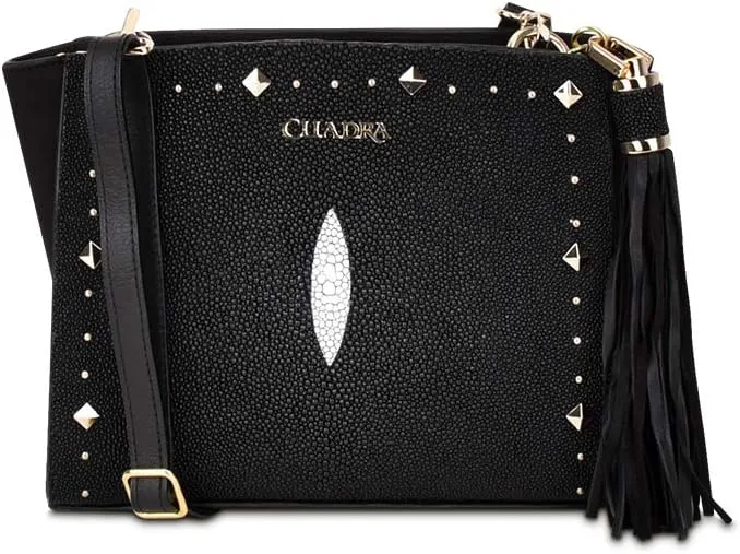 Cuadra Women's Crossbody Bag in Genuine Stingray Leather Black