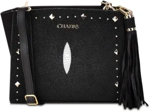Cuadra Women's Crossbody Bag in Genuine Stingray Leather Black