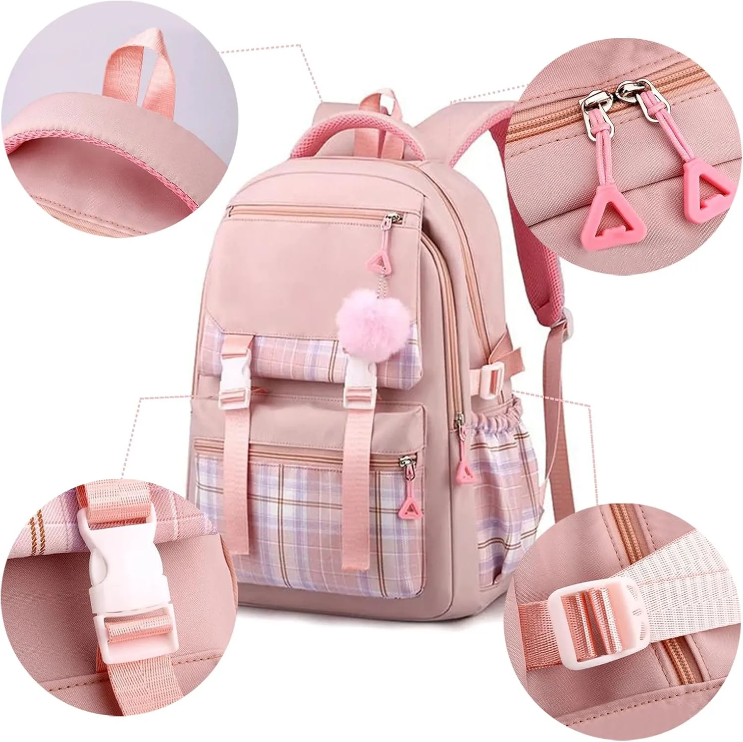 Custom Backpack for Girls Customized Pink Backpack for School Waterproof Kids Personalized Middle Schoolbag Children Bookbag