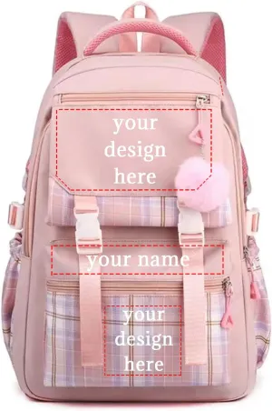 Custom Backpack for Girls Customized Pink Backpack for School Waterproof Kids Personalized Middle Schoolbag Children Bookbag