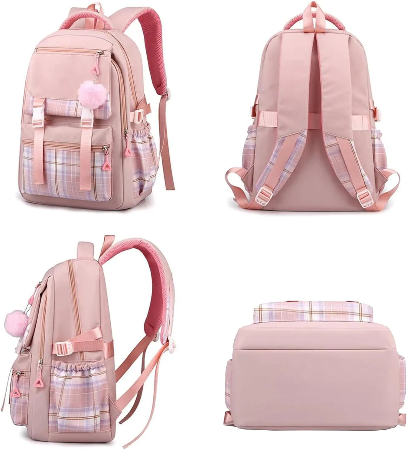 Custom Backpack for Girls Customized Pink Backpack for School Waterproof Kids Personalized Middle Schoolbag Children Bookbag