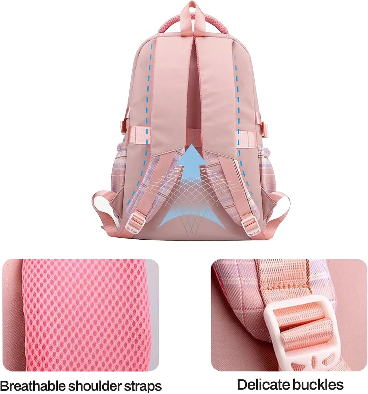 Custom Backpack for Girls Customized Pink Backpack for School Waterproof Kids Personalized Middle Schoolbag Children Bookbag