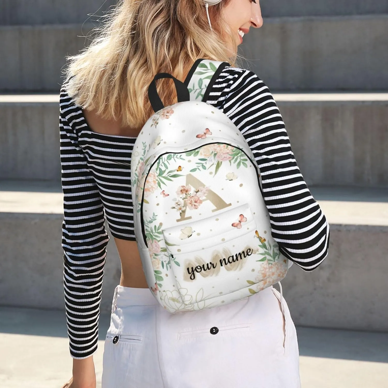 Custom Backpack for Men Women, Personalized Backpack with Name, Customized Casual Backpacks Gifts for Picnic Travel Camping Work 16in