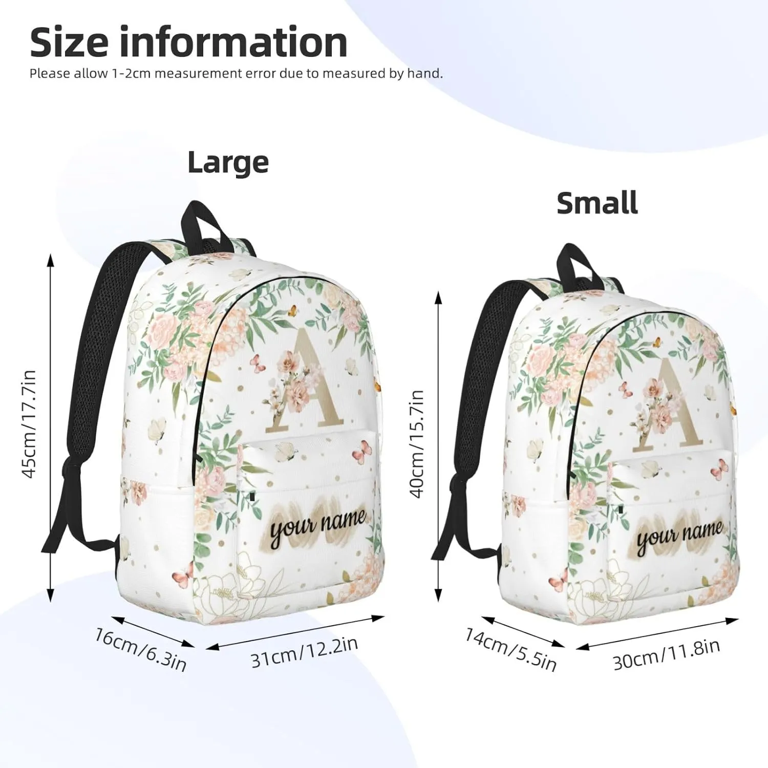 Custom Backpack for Men Women, Personalized Backpack with Name, Customized Casual Backpacks Gifts for Picnic Travel Camping Work 16in