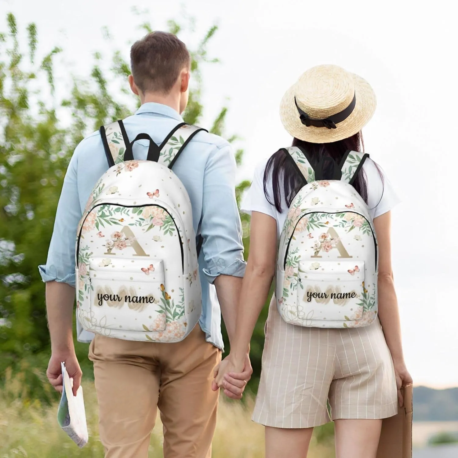 Custom Backpack for Men Women, Personalized Backpack with Name, Customized Casual Backpacks Gifts for Picnic Travel Camping Work 16in