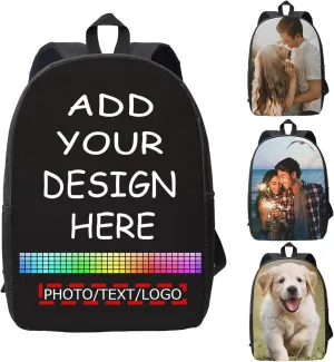 Custom Backpack For School Custom Personalized Text Image Backpack Customize Laptop Backpack for Men Women Custom 17In Casual Travel Backpack