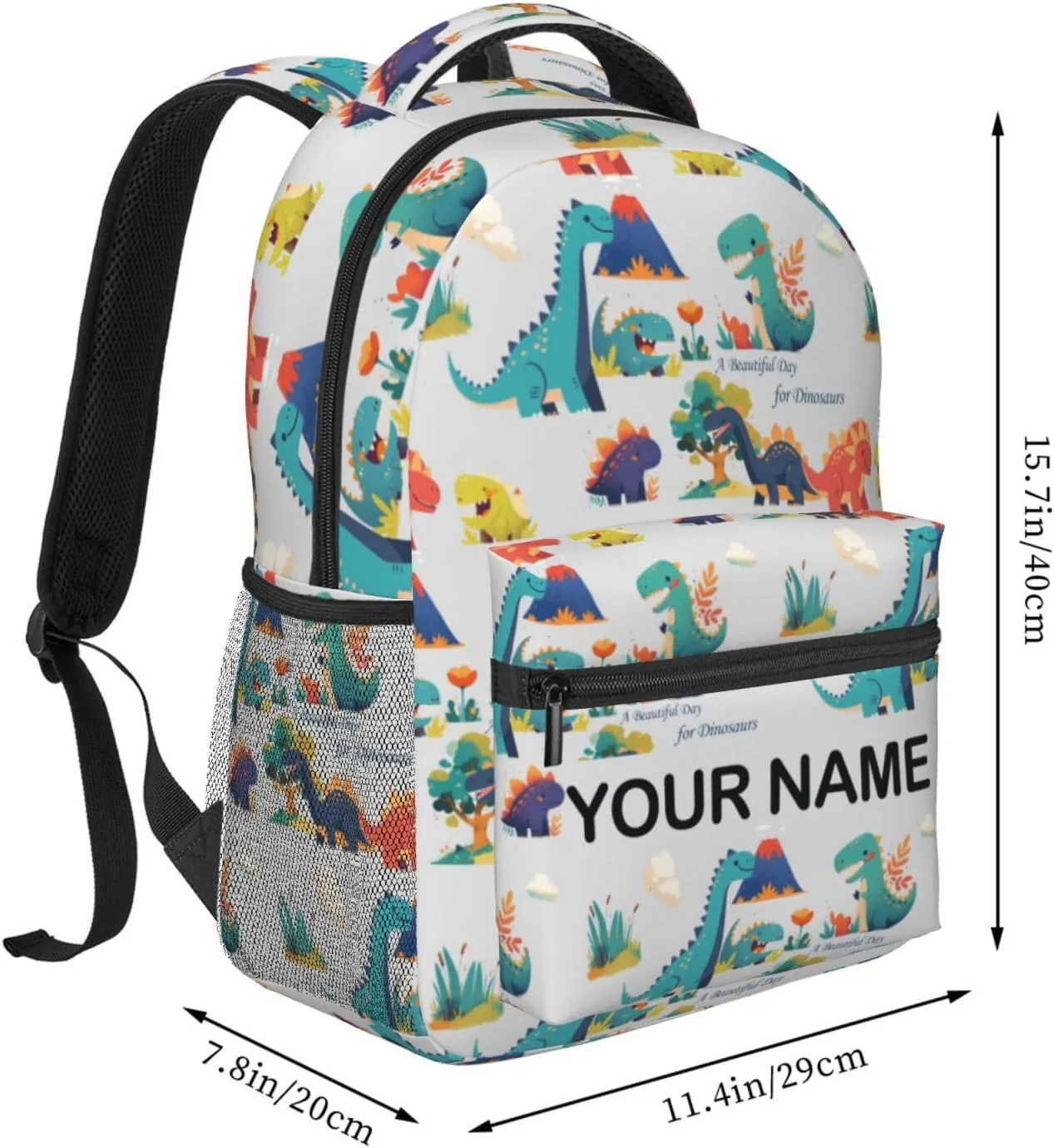 Custom Cute Dinosaur Backpack,Personalized Cartoon Daypacks With Name/Text,Customized Laptop Backpack For Women Men,Large Capacity Casual Travel Computer Bag For Work Travel Camping