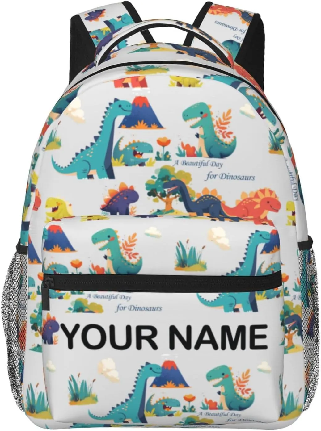 Custom Cute Dinosaur Backpack,Personalized Cartoon Daypacks With Name/Text,Customized Laptop Backpack For Women Men,Large Capacity Casual Travel Computer Bag For Work Travel Camping