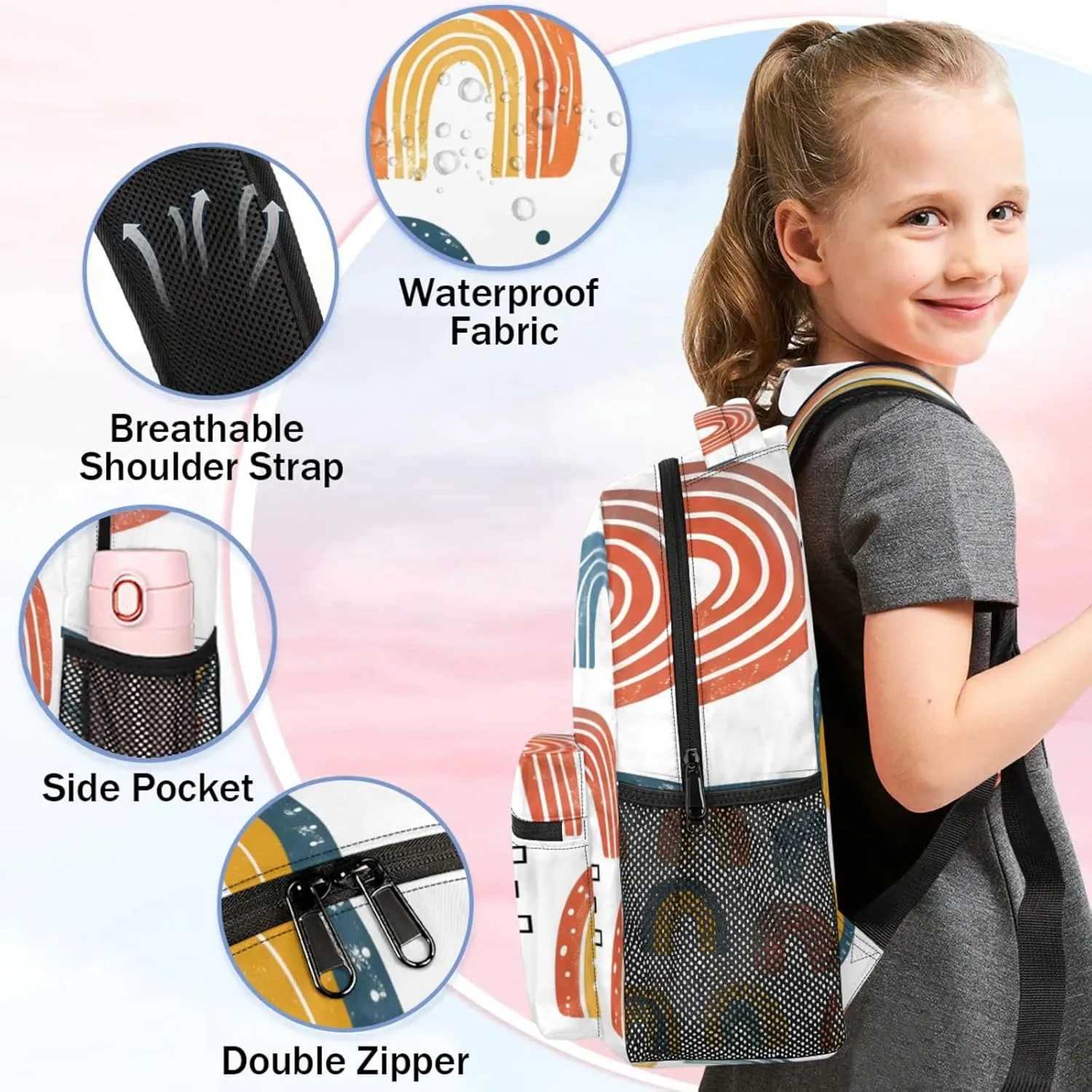 Custom Fun Rainbow Backpack with Name Personalized Waterproof Casual Daypack Abstract Creative Customize Laptop Backpacks for Women Men